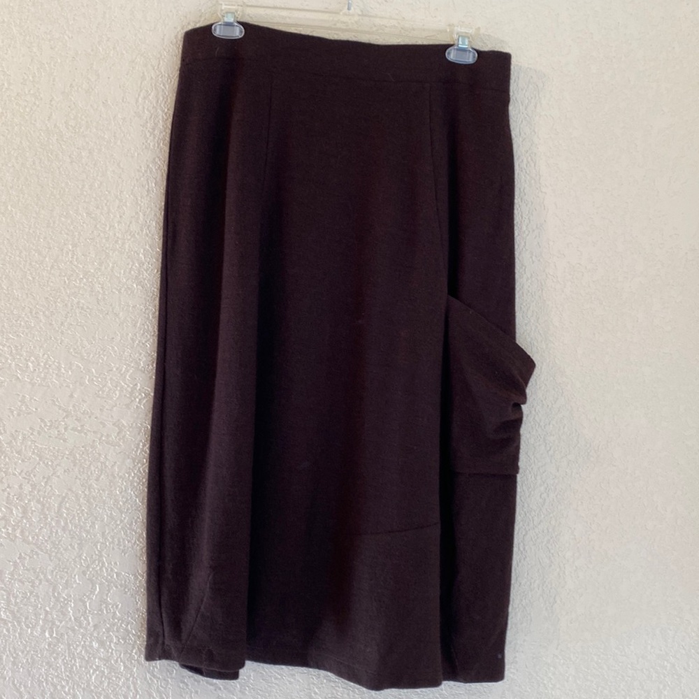 Eileen Fisher Brown Wool Skirt, L